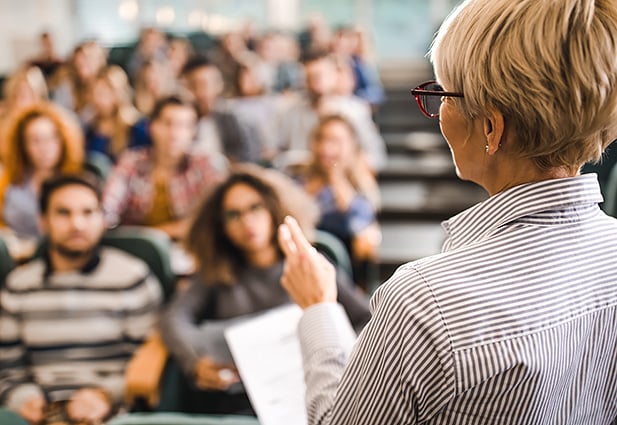 Student engaged in a classroom discussion